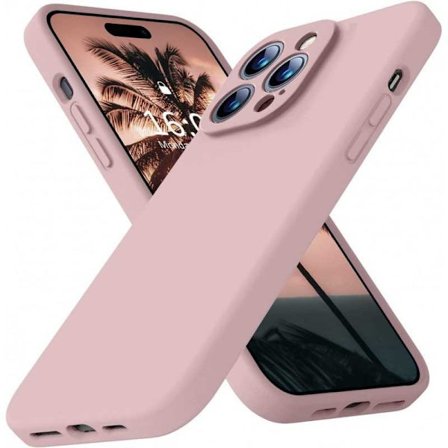 iPhone 15 Pro Max Gummibelagd Mattrosa Skal Kameraskydd Liquid - Rosa