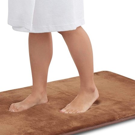Badrumsmattor Halkfria - Badrumsmattor med Memory Foam - Snabbtorkande Badrumsmatta - Mjuk och Absorberande Sammet Badrumsmatta Halkfri - Brun