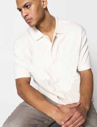 Clean Cut Copenhagen Calton Structured Shirt S/S - Cream - XL