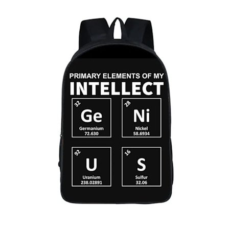 Periodisk system trykt taske til teenagere skoletasker til børn Bogtaske kemi hverdags store rygsække gave~05478