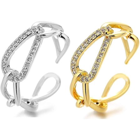 (2-pack) (a) Vintage Serpent Öppna Ringar Kristallkors Index Finger Ring Smiley Ringar Justerbara Ringar Pintail Smycken Gåvor för Kvinnor och Flickor