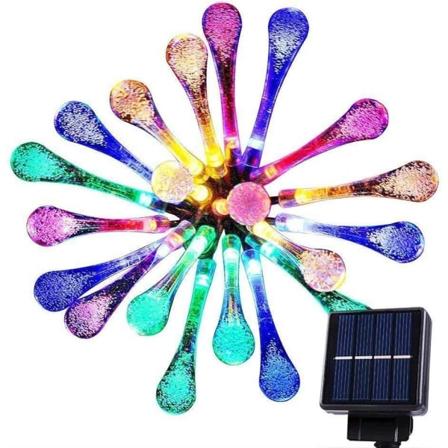 Kyynelmuotoiset aurinkovalot Ulkokäyttöön Puutarhaan, Aurinkovoimalla Toimiva Vedenkestävä, Monivärinen Aurinkoketjuvalot 7 meters 50 lights-eight 