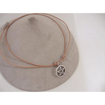 Handknuten Ställbar läder halsband med pentagram hänge