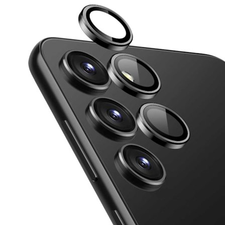 Samsung Galaxy S23/S23 Plus Kamerabeskyttelse Metal Hærdet Glas Sort