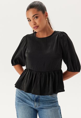 BUBBLEROOM Round Neck Puff Sleeve Blouse Klær