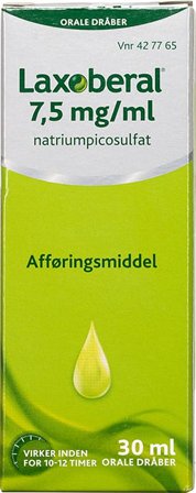 Laxoberal 7,5 mg/ml, orale dråber, opløsning 30 ml, Medicin & Pleje, Håndkøbsmedicin, Forstoppelse
