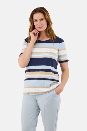 BRANDTEX - Kortærmet T-shirt - Blå Mix - Stribet