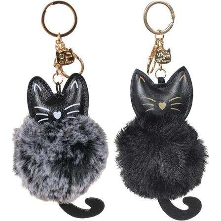 Fuskpälsboll Pom Pom Nyckelring Ring för Kvinnor Flickor Väskehänge