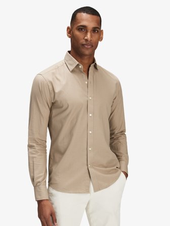 John Henric Men's Light Brown Solid Shirt Size 46