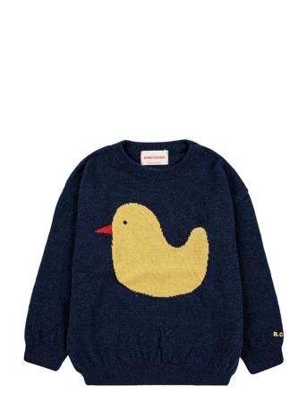 Rubber Duck Intarsia Jumper Pullover Marineblå Bobo Choses*Betinget Tilbud