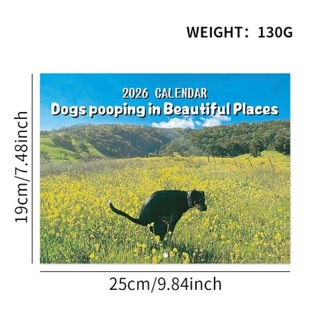Kalender 2026 Rolig Hund Vægkalender Tissende Hund Kalender Vægkunst Spøgehumor Gave Spøgkalender til Fødselsdage, Jul