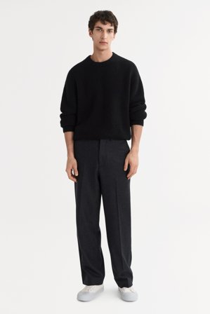 Soft Goat - Men's Boucle Crewneck - Men cashmere sweater - L - Black