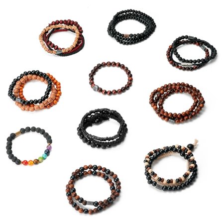 Set de 10 bracelets de la collection Lucleon pour hommes - Bracelets de perles
