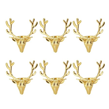 6 stk Guldhjort til hovedform Servietring Julefest Middagsbord Decorati