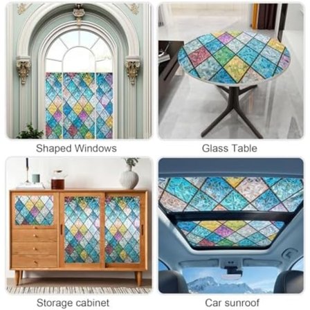 Regnbue Privatlivsvinduefilm Farvet Glas Vinduefilm, Ingen Lim, Ingen Rester, Genanvendelig, Nem at Installere med Værktøj. (R