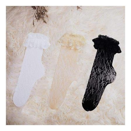 3 par spetsstrumpor för kvinnor Spandex knähöga strumpor