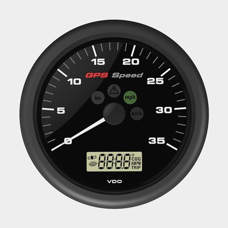 VDO gps speed 0-12knob, 12v med lcd display, svart ø110mm
