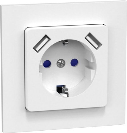 Gelia Connect 2 Home Stikkontakt innfelt, jordet, med USB, 1-veis, Strømbrytere & vegguttak