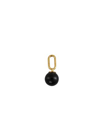 St Drop Charm 5Mm Gold Black Design Letters