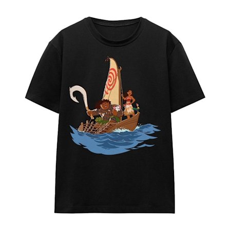 Moana Unisex Vuxen Voyage Maui T-Shirt XL Svart