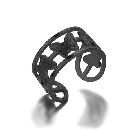 Justerbara fjärilsringar i rostfritt stål för kvinnor mode öppna fingerringar damer Vilda insektssmycken bague femme