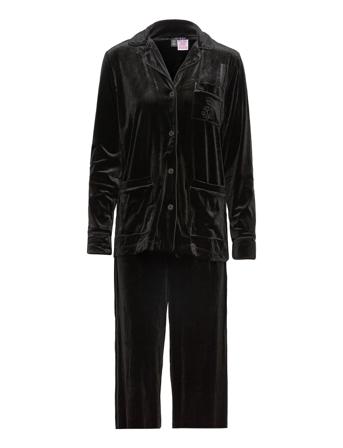 Lrl L/S Notch Coll Long Pant Pj Set Fold Black Lauren Ralph Lauren Homewear