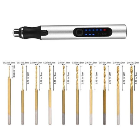 Mini Sladdlös Borrmaskin – Elektrisk Mini Borr med 10 Titanbelagda Borrtips