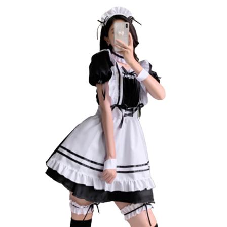 Enkel Design Halloween Kortärmad Kvinnor Maid Dress Girl