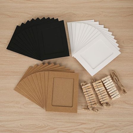30 stk. 4x6 tommer Kraft papir hængende fotorammer DIY vægdekoration med rebsklips til fotos
