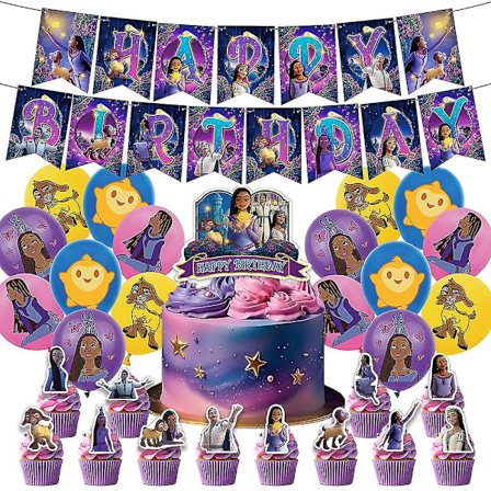 Festsartikler Disney Wish Tema Dekorationer Balloner Kage Topper Bannersæt