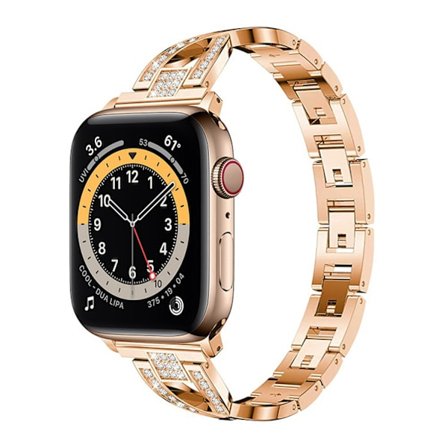Kompatibel med Apple Watch Band Bling Diamond Rhinestone Ersättning Metallrem --- Rose Gold( 38/40/41mm)