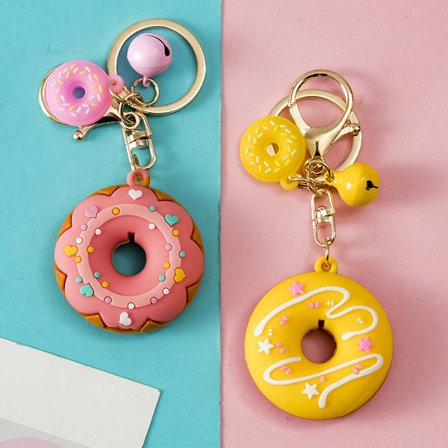 Donut Time Party Favors Donut Nyckelringar 8 Pack Med Tack Kraft Tag Bil