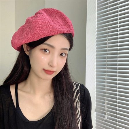 Enkel tekstureret beret til kvinder, åndbar, alsidig, sød