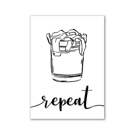 Minimalistiset mustavalkoiset tikku-ukkoseinäjulisteet ja -taulut Canvas-taidemaalaukset Kehystämättömät kuvat pyykkitupaan ja pesuhuoneen 