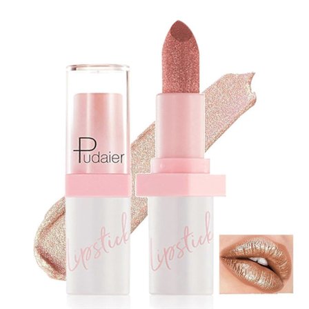 Metallisk Glitter Læbestift til Kvinder, Perlemors Glitter Læbestift, Metallisk 3D Shine Lip Tint, High Impact Læbefarve Shimmer Sparkle Vandtæt Lip 