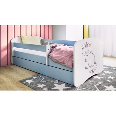 Kocot Kids Barnsäng - Babydreams Blå Med Låda Och Madrass - Katt 160x80 Cm - Litenleker