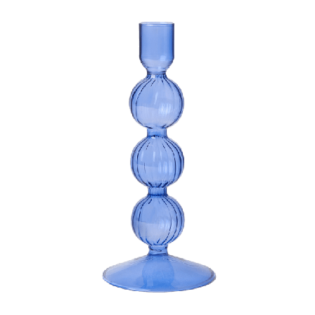 MANO ATELIER Ljusstake i glas SWIRL 21,5 cm Ljus & ljusstakar Blå ONESIZE