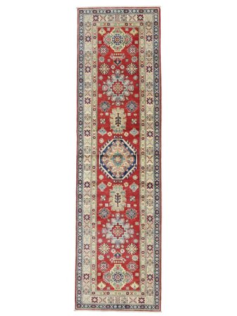 Noué À La Main Kazak Fine Tapis 82X289 De Laine Marron/Rouge Foncé Petit