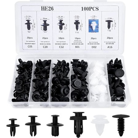 Bilklips, Plast Rivetklips, Bilfesteklips, Plast Fende