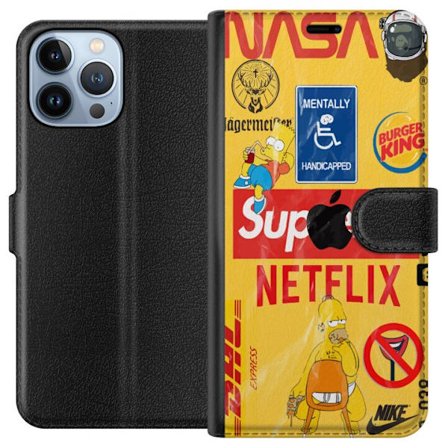 Kompatibelt Plånboksfodral till Apple Apple iPhone 13 Pro Max Retro NASA kollage med popkulturella inslag, humoristisk design med satirisk gatukonstk