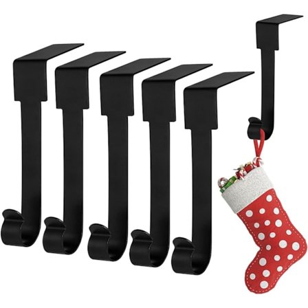 (Svart) 6-pack julstrumpehållare halkfria metallstrumpor