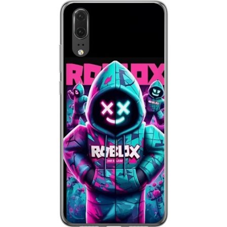 Yhteensopiva Puhelinkuori Huawei P20 Roblox Hoodie Legend Mystinen Roblox-figuuri sinisessä hupparissa, jossa futuristisia neonvaloja