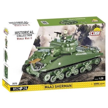 Modelsæt - COBI - 2570 - M4A3 SHERMAN - Grøn farve - Til børn fra 6 år - Interiør