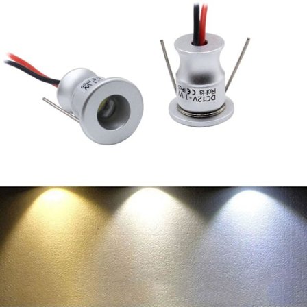 1w LED Mini Spotlight 15mm Uttak Forsenket Belysning Dc12v Ip65 Taklampe