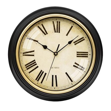 12-tums vintage väggklocka tyst kvartsrörelse, ljudlös väggklocka för vardagsrum, kök, kontor, sovrum