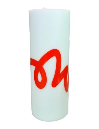 Pillar Candle, Mint/Red Blue Studio About
