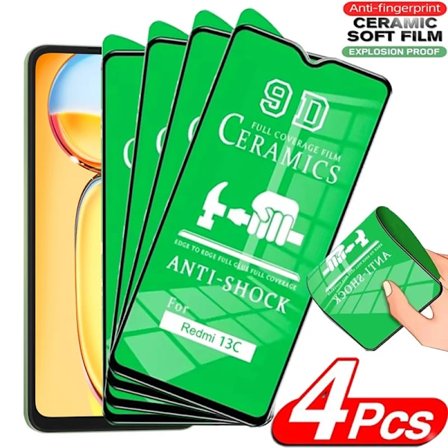 4 st Klar Keramisk Film kompatibel med Xiaomi Redmi 13C 14C 13 12C 12 Mjuk HD Skärmskydd kompatibel med Redmi 10A 10 9A 9i 9C 9T 9 8A 8 7A Film