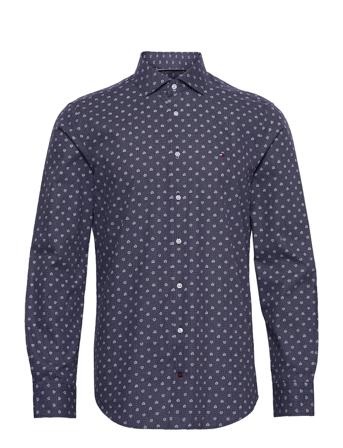Cl Slim Flower Dot Print Shirt Blue Tommy Hilfiger