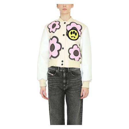 Barrow, Barrow Flowers College Cropped Jacket Biały, Kobieta, Rozmiar: M