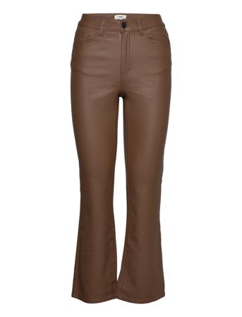 Objbelle Mw 7/8 Coated Flared Pant Leveälahkeiset Farkut Ruskea Object